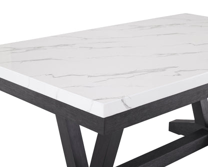 Vance - Faux Marble Dining Table - Charcoal & White