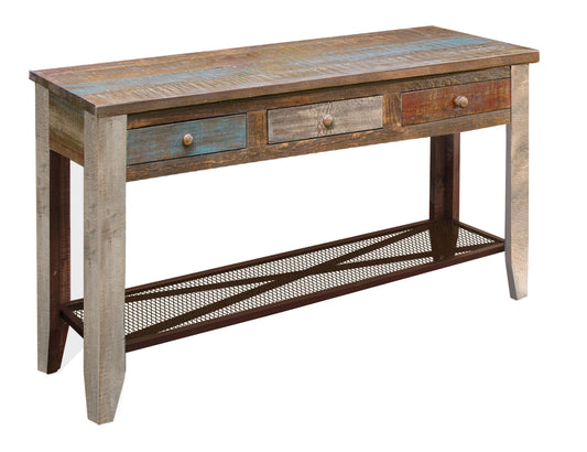 Antique - 3 Drawers Sofa Table - Multicolor