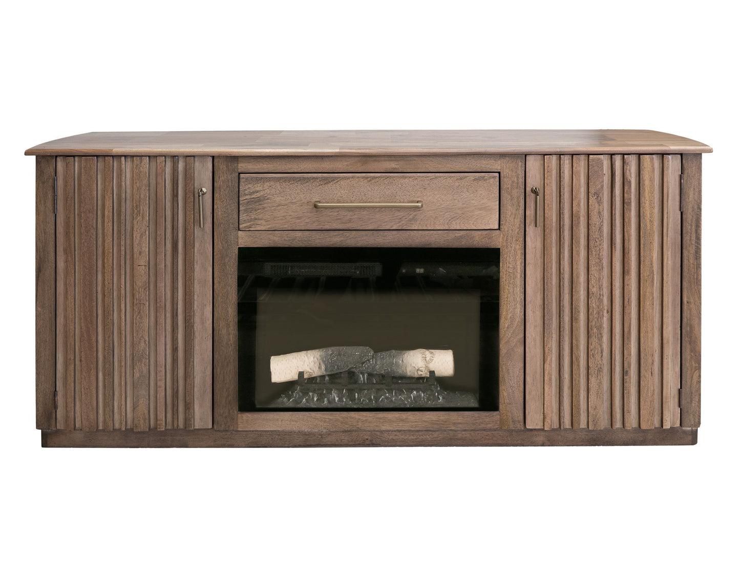 Mezquite - 1 Drawer 2 Doors Fireplace TV Stand 70 - Mezquite Brown