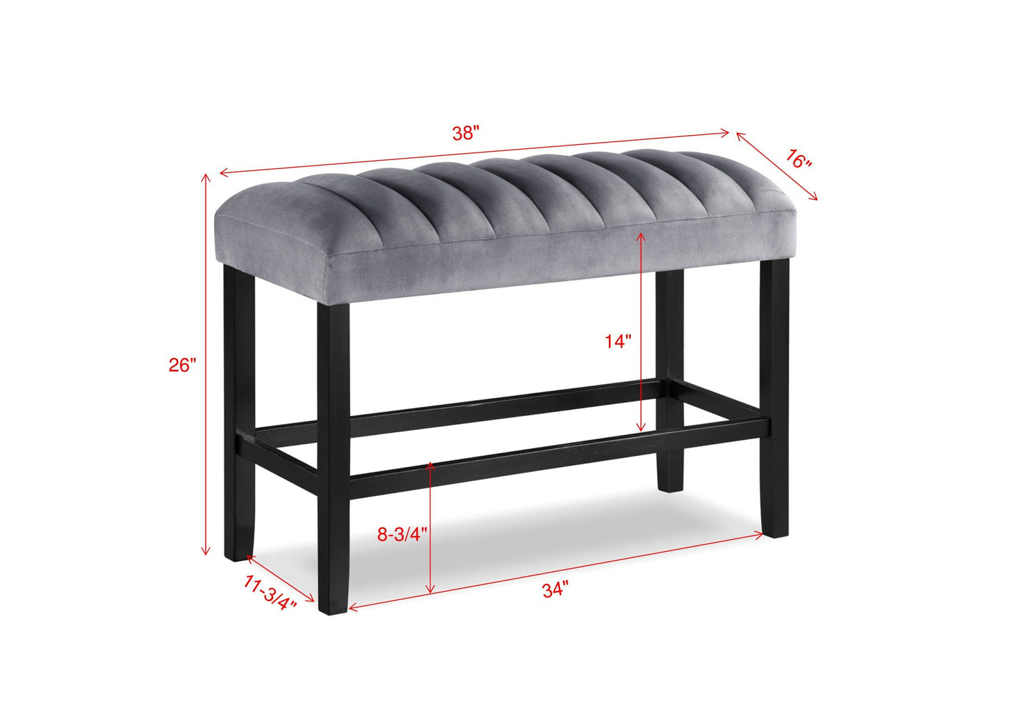 Pascal - Dining High Bench - Gray